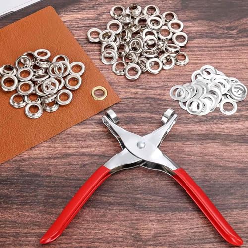 Image of 643Pcs Grommet Tool Kit 12mm 1 /2 Inch(Inside Hole Size) Eyelet Kit with 320Pcs Eyelets Grommets, 320Pcs Washers and Grommet Eyelet Pliers for Leather /Belt /Shoes /Crafts