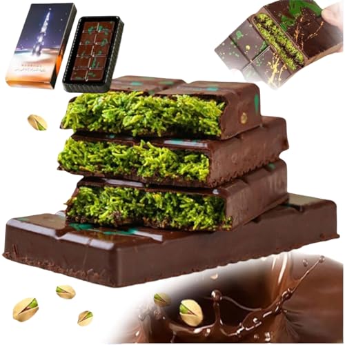 Dubai chocolateデュバイチョコレートピスタチオ100g fixピスタチオチョコレート食感豊か1点セットパリダークチョコレート香り豊か砂糖不使用無添加携帯便利独立包装 (2盒, ピスタチオ)