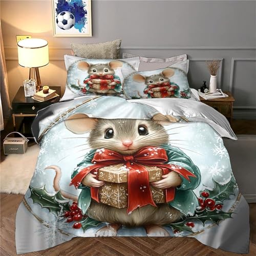 Housse de couette gnomes de Noël avec fermeture éclair pour changer de lit facilement