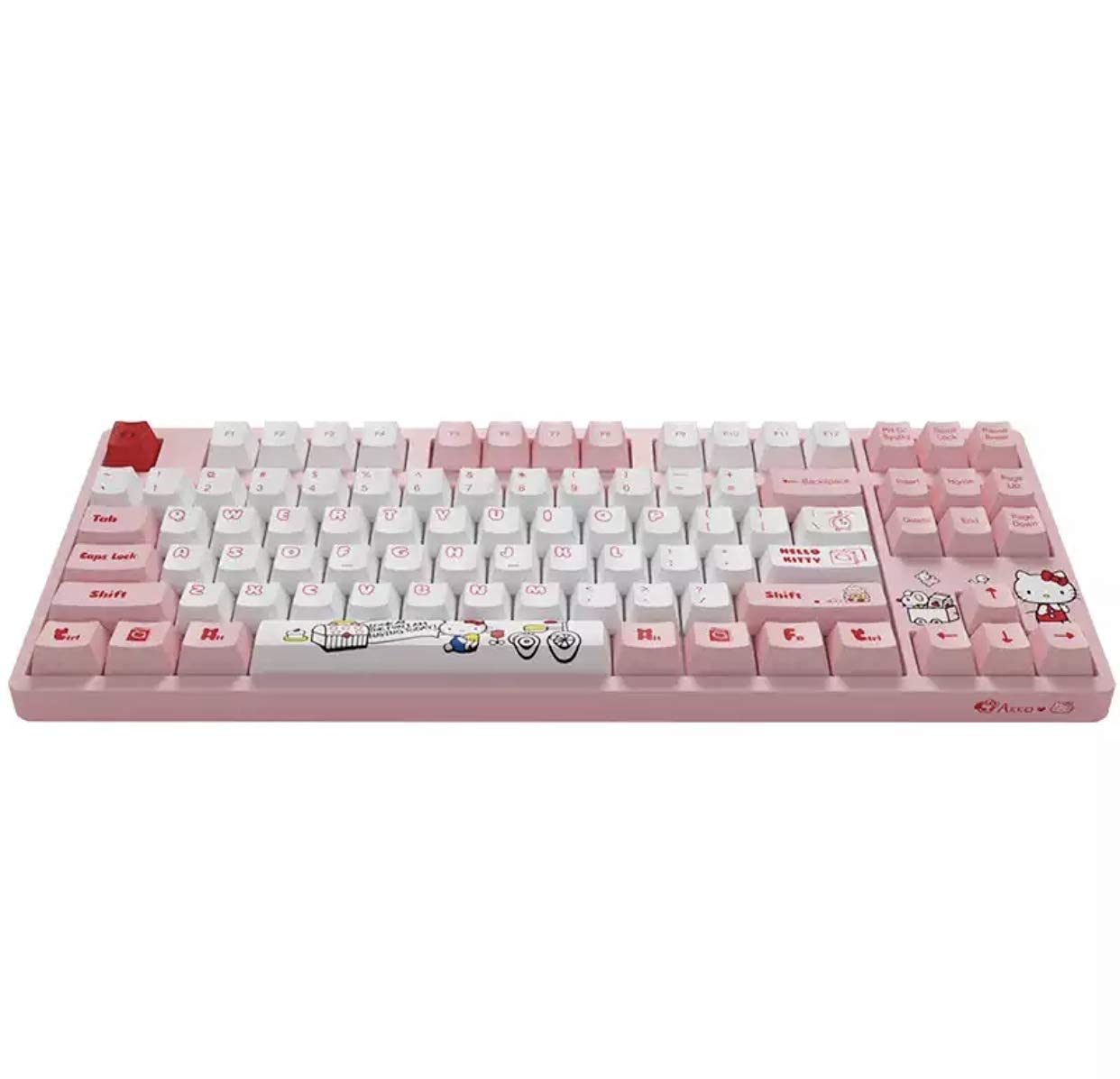 KKV Cute Keyboard,AKKO V2 Hello Kitty 87 Key PBT Keycap TypeC Wired