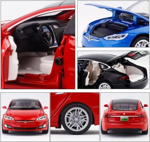 Image of Exclusive 1:32 Diecast Model Alloy Teslaa-S Alloy Metal Pull Back with 6 Openable Doors & Sound Light Auto Toy car for Kids Best Gift for Kids Boys(Colors as Per Stock)