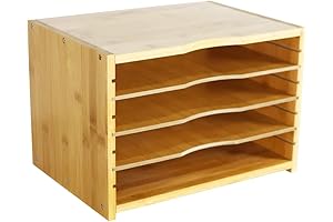 3-Shelf Bamboo Paper Shelf, File Organizer For Home and Office