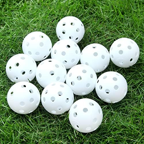 ILYSPORT Lightweight Practice Golf Balls with 40mm Hollow Colorful Plastic Golf Training Balls Better Use Indoor,Backyard and Basement for Driving Range, Swing.Cat Play. (White,12pcs Pack)