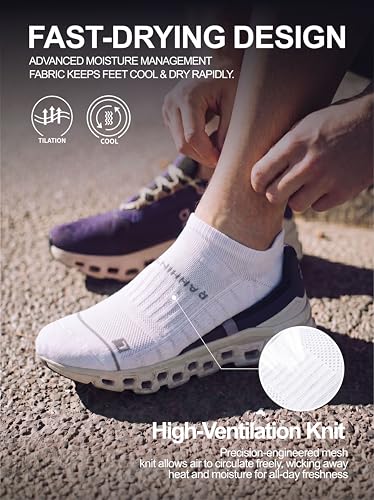 Image of Rahhint No Show Compression Running Socks Coolmax Anti Blister Full Sole Cushion Ankle Slip Resistant Heel Tab Workout Golf