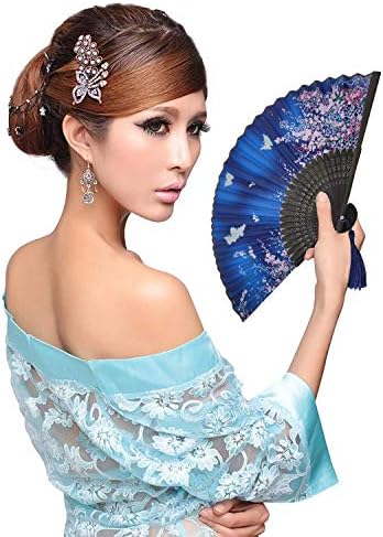 Kibon Folding Fans, Hand Fans, Handheld Fans, Bamboo Fans with Tassel for Birthday Gifts Dancing Cosplay Wedding Party Props Decoration
