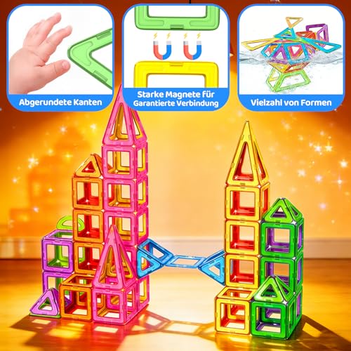 WOOBLO Magnetische Bausteine, 𝟖𝟎 𝐓𝐞𝐢𝐥𝐞 Magnetbausteine Zerlegbar – Ansicht 5
