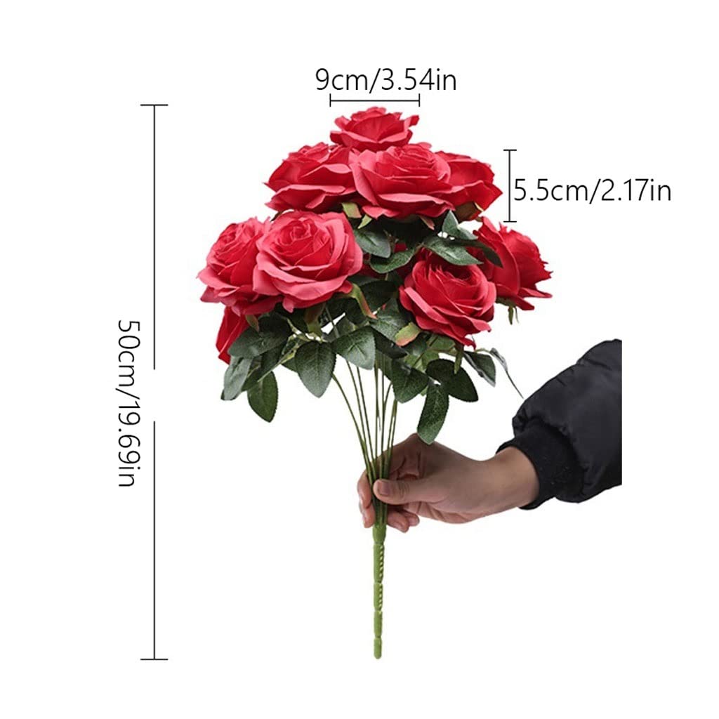SDdPulse Fiori finti artificiali in seta, rose artificiali in seta, 11 teste per bouquet da sposa, centrotavola, composizioni floreali, decorazione per casa, ufficio, cucina, camera da letto, giallo