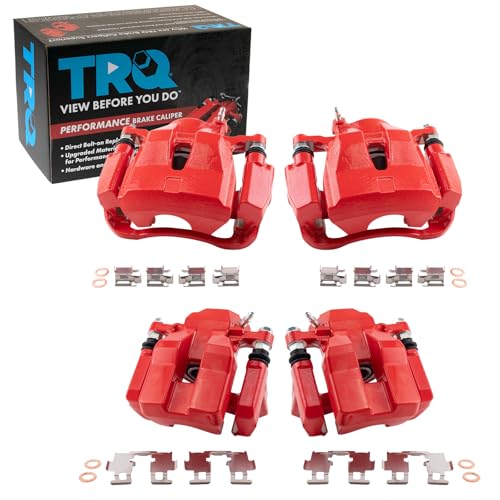 Image of TRQ Front and Rear Brake Caliper Set Performance Coated Brackets Compatible with 2006-2011 Toyota RAV4