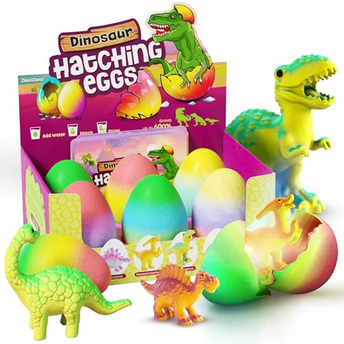 Dan&Darci Dinosaur Hatching Surprise Eggs for Kids - Easter Basket Stuffers - 6 Pack Grows 600% - Dino Egg Toys for Boys & Girls Age 3-8 - Gift Ideas, Party Favors - Gifts for Girls Ages 3 4 5 6 7 8