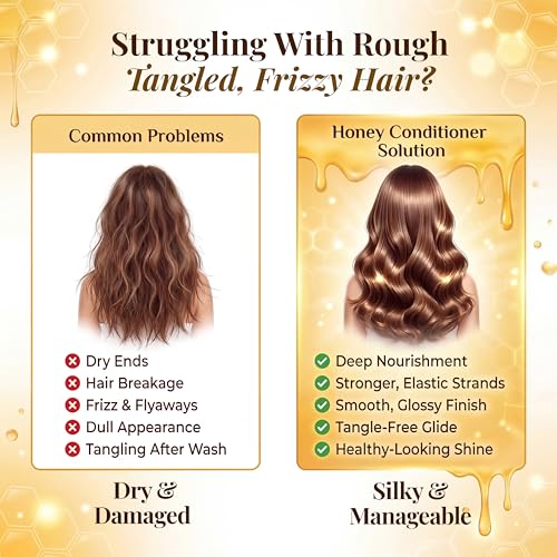 Image of Herbishh Honey Veda Moisture Restore Conditioner 300ml - Hydrating Detangling Conditioner for Dry & Frizzy Hair, Amla, Reetha, Licorice with Keratin & Hyaluronic Acid, Sulfate & Paraben Free