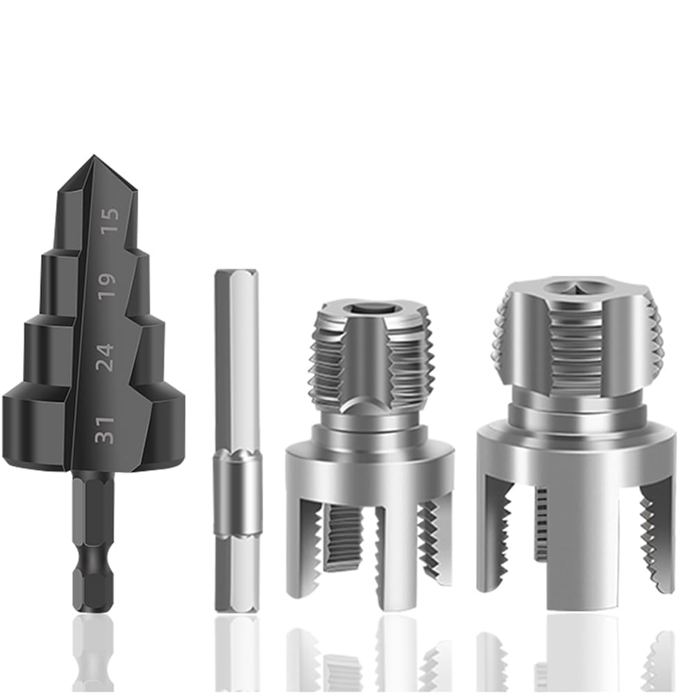 Jnchdghwa As Shown Internal External Threading Water Pipe Threader 1/2 3/4 Ppr/Pvc Triple-Flute Counterbore Drill Bit Plastic Pipe Tool
