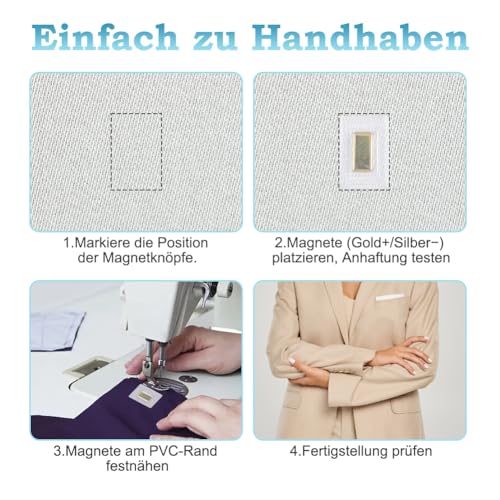 20 Stück Magnete zum Einnähen - Versteckter Magnetknöpfe mit knisterfolie zum einnähen - Hidden Sew Magnetverschluss - Nähen Magnet Knopf für Tasche, Vorhänge, Handtaschen,Lederhandwerk