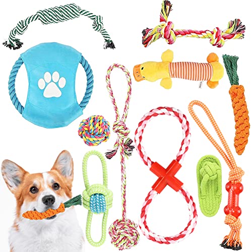 Dog Rope Toys, 11 Pack Puppy Teething Chew Toys, Interactive Dog Toys/ Puppy Chew Toys for Small Medium Large Dogs, Durable Dog Teething Toys, Dog Tug of War Toys