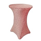 BalsaCircle 36-Inch Rose Gold Cocktail Metallic Spandex Fitted Stretchable Tablecloth Table Linens...