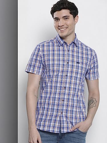 Image of The Indian Garage Co Men Slim Fit Checkered Half Sleeves Cutaway Collar Casual Shirt