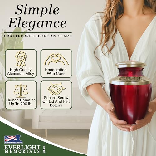 Grecian Classic Red Large Decorative Cremation Urn for Adult Ashes