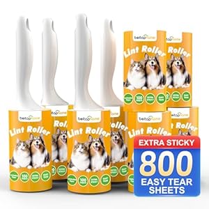 Lint Roller, 800-Sheet Extra Sticky Rollers for Pet Hair, 4 Handles, Value Pack for Dogs, Cats, Clothes, Carpet, Furniture
