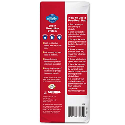 Image of Four Paws Pet Select Pee Pee Pads for Dogs and Puppies 14 Count Standard 22 inch x 23 inch | Leak-proof, 12 hour floor protection, quilted potty training pads, 5 layers, 22 inch x 22 inch