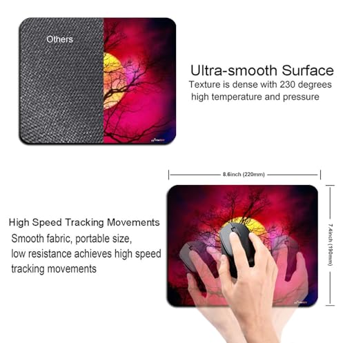 Image of Mouse Pad Beautiful Sunset, Premium-Textured Custom Mouse Mat Design, Washable Mousepad Lycra Cloth, Non-Slip Rubber Base Computer Mouse Pads for Wireless Mouse