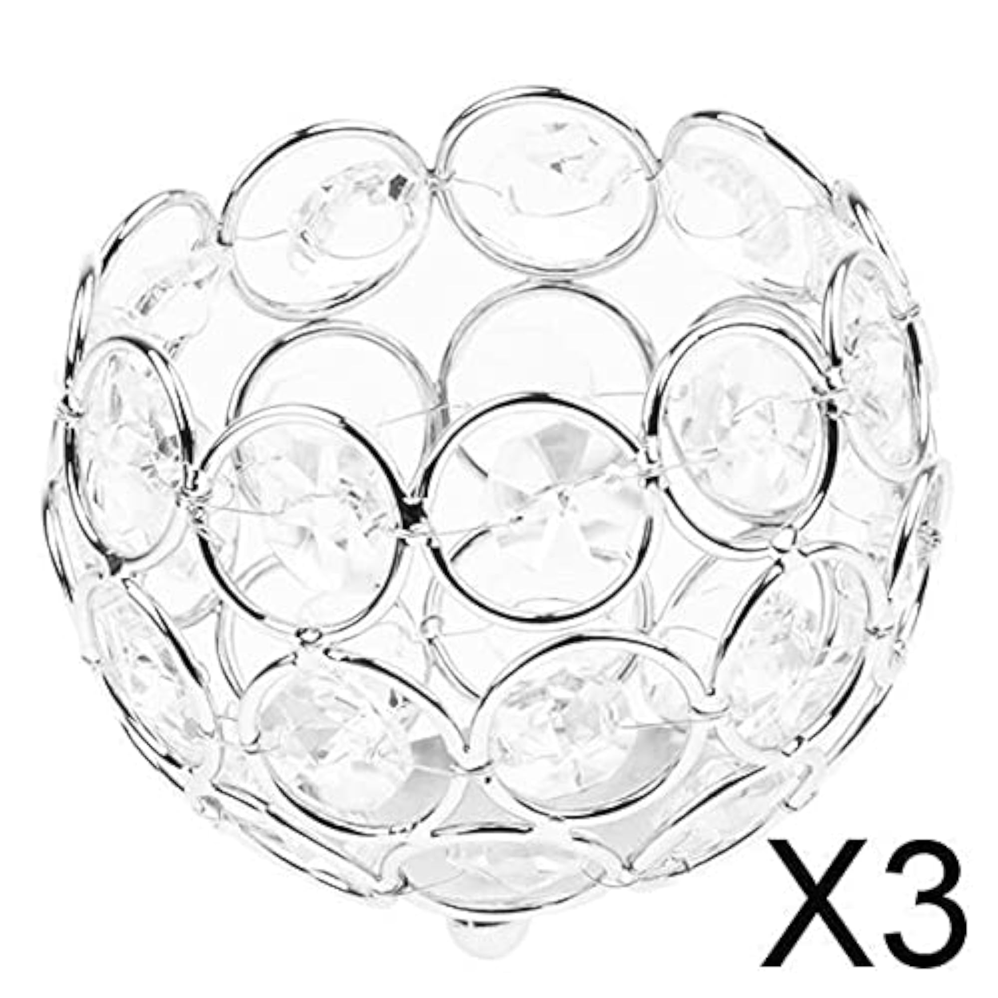 3x Crystal Candle Holder Centerpiece, Silver
