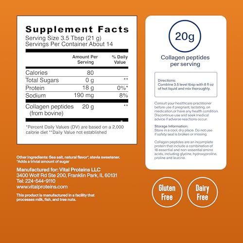 Image of Vital Proteins Salted Caramel Collagen Peptides, 20g CollagenPeptides, Healthy Hair, Skin, Nails & Joints