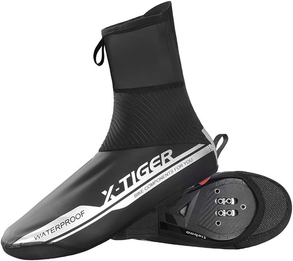 Protector Reflectante Impermeable para Zapatillas de Bicicleta, Cubre Zapatos de Lana Cortavientos para MTB, Negro, Grande miniatura 1
