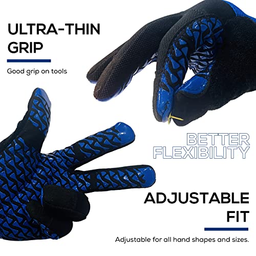 Safe Handler Super Grip Gloves | Textured Grip Palm, Non-Slip Texture, Hook & Loop Wrist Strap, Black/Blue, S/M, 1 Pair (2 Gloves) #TOP1