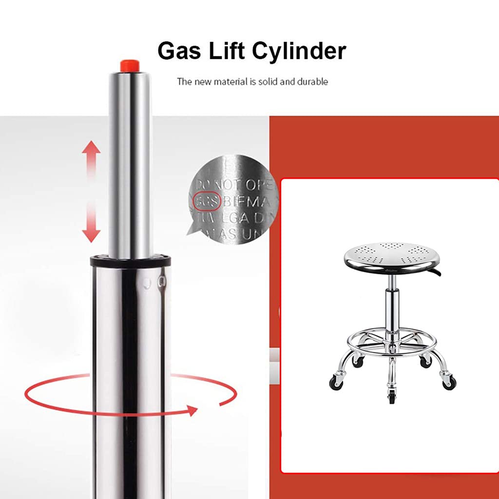 ZHOUXIAO Taburete De Trabajo Pesado Rolling Altura Giratoria Ajustable con Ruedas, Carga De Carga 440 IBS, Taburía De Trabajo De Acero Inoxidable Taburete para Laboratorio, C Silver
