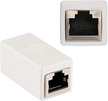 xcluma Ethernet RJ45 Adapter - Shielded in-Line Coupler for Cat7/Cat6/Cat5e/cat5 Ethernet Cable Extender Connector - Female to Female, White - 1 PC