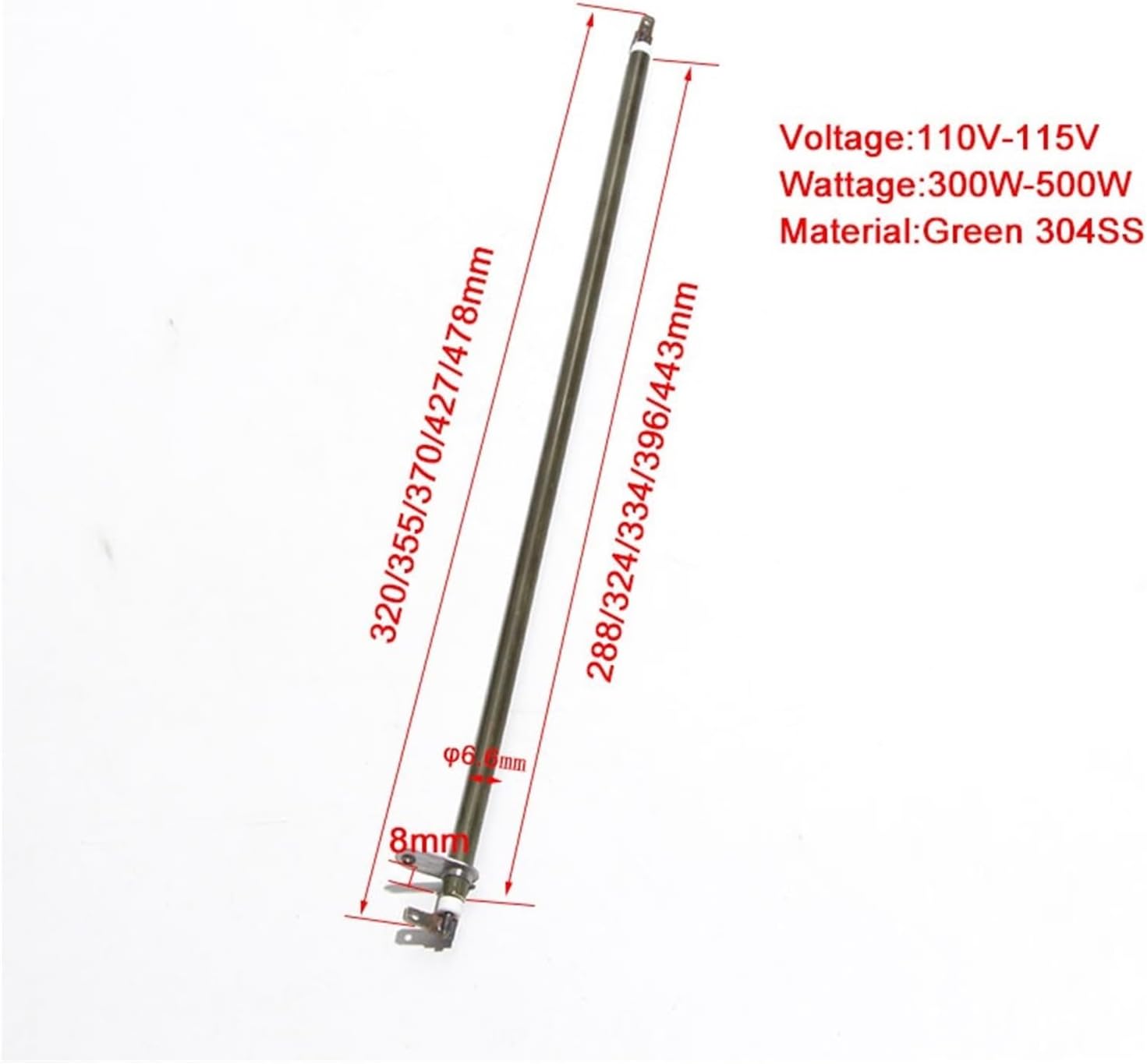 2 Pieces 110V-115V 300-500W Heating Element Electric Oven Straight Pipe With Metal Sheet by Annealing SUS304 tube(320mm 300W)