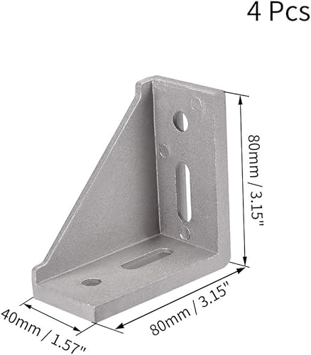 Miniatura 2 de uxcell Esquina de soporte de refuerzo, 3.150 in x 3.150 in para perfil de extrusión de aluminio serie 4040, 4 piezas (plata)