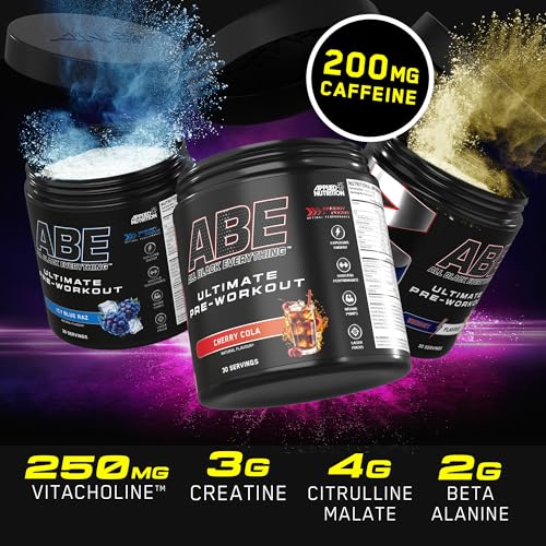 Applied Nutrition ABE Pre Workout - All Black Everything Pre Workout Powder, Energy & Physical Performance with Citrulline, Creatine, Beta Alanine (375g - 30 Servings) (ICY Blue Raz) - Image 4