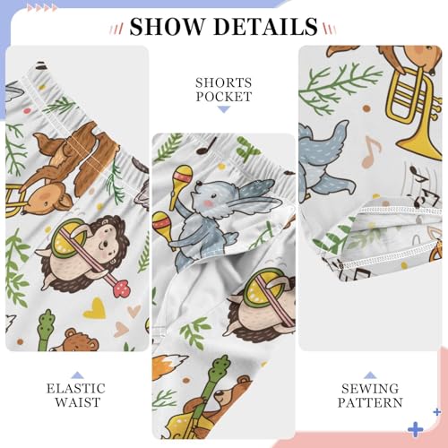 Bear Hedgehog Love Music Boys Long Pants Soft Trousers Elastic Waist Kids Lounge Bottoms with Pockets S-XL4