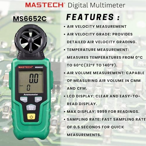 Image of Mastech MS6652C Digital Anemometer Meter
