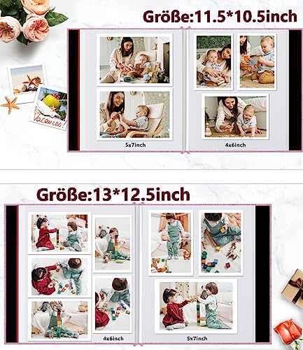LOVEER Selbstklebende 10x15 Fotoalbum Einkleben und zum Selbstgestalten Groß leinen Photoalbum mit 60 Weißen Seiten, für Hochzeit Jahrestag Geburtstag Geschenke mit Einem Kugelschreiber, 33x32cm
