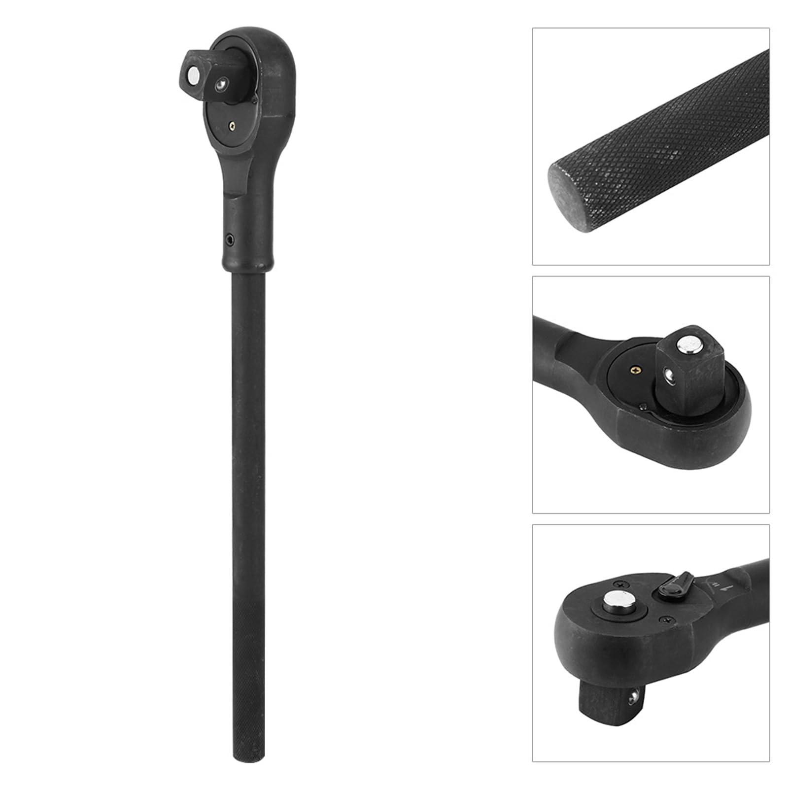 Llave de liberación rápida de 3/4 pulgadas y 1 pulgada de cabeza cuadrada, juego de llaves de vaso de caja de acero de aleación negra, llave reversible con perillas de (1 pulgada)