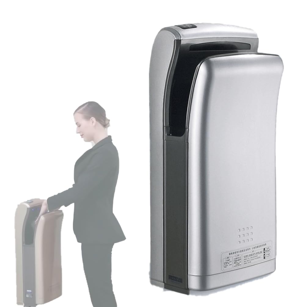 FBJAMZ High-Speed Automatic,Hand Dryer 1800W Brushless Motor, Commercial Induction Design, Fast Drying in Seconds,Mounted for Restrooms. (Silver)