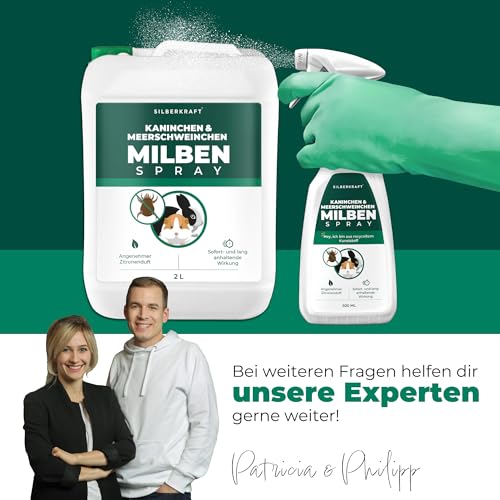 Silberkraft Milbenspray 500 ml – Milbenabwehr für Hamster, Meerschweinchen & Nager - Repellent mit Geraniol - Spray für Fell & Käfig - Sofort- & Langzeiteffekt