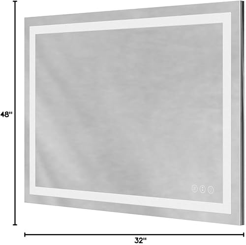 Miniatura 9 de LOAAO Espejo de baño LED de 48 x 32 pulgadas con luces, antiniebla, regulable, retroiluminado + iluminado frontal, espejo de tocador de baño