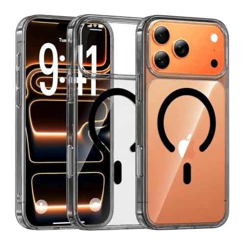 Image of Elzzi Anti Scratch Semi Translucent Cover for iPhone 17 Pro Case, Premium PC + TPU Magnetic Phone Cases Drop Proof, Compatible with Magsafe Slim Never Yellowing Shockproof