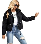 Mincib Women's Cropped Puffer Jacket Stand Collar Winter Warm Puffy Quilted Jackets Coats