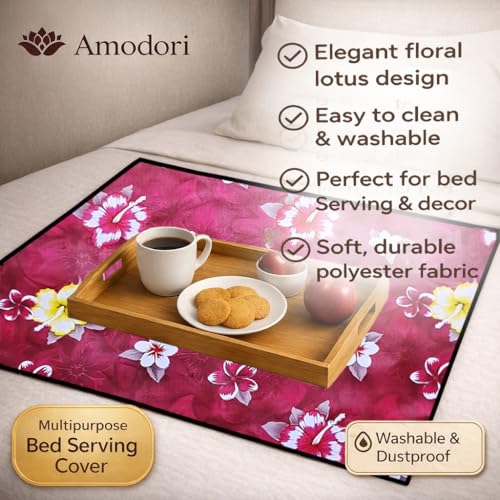 Image of Waterproof Bed Server Mat /Food Mat /Bedsheet Protector | Reversible | 2-Layer Heavy Material | Multi-Purpose Place Mat (Colour & Print May Vary) (floral-22)