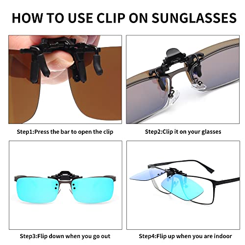 JM Polarized Clip on Sunglasses Frameless Flip Up Lens for Prescription Glasses Mirror Blue4