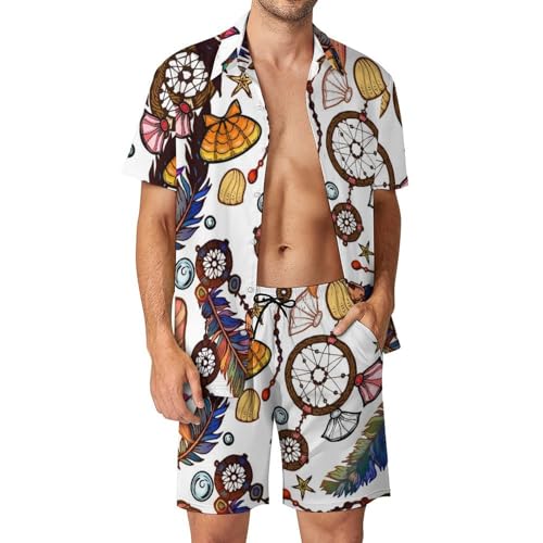 Chemise Hawaïenne Attrape-Rêves Ensemble de Plage Homme Idéal pour les Vacances