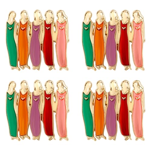 Image of 4Pcs Sister Flower Brooch Set - Elegant Alloy Brooches for Prom, Graduation, Party, Wedding - Sentimental Keepsake Gift for Sisters and Friends