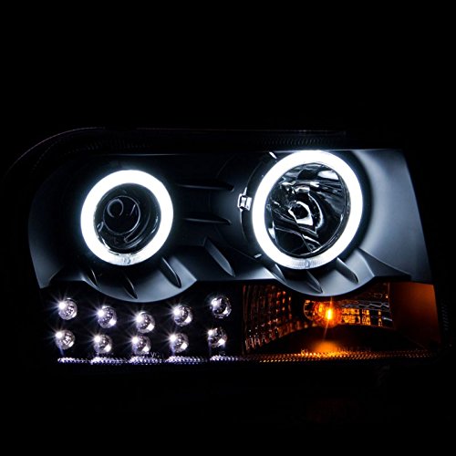 Sppc Projector Headlights L.e.d Black Assembly (Ccfl Halo) For Chrysler 300 - (Pair) Includes Driver Left And Passenger Right Replacement Headlamp #TOP2