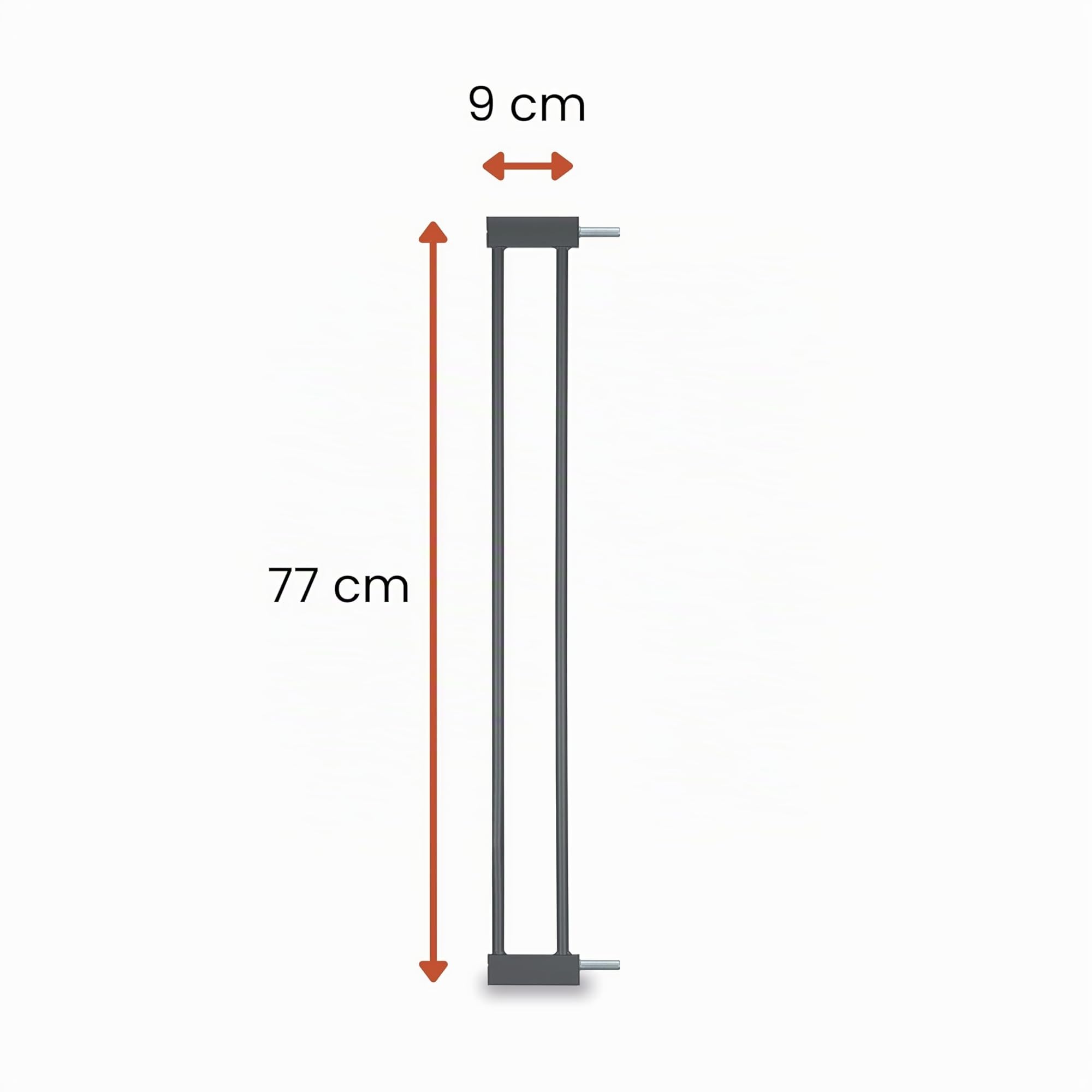 hauck Extension 9 cm pour Barriere de Securite Enfant, Escalier, Porte, Chien pour Clear Step 2, Open N Stop 2, Open N Stop KD, Stop N Safe 2, Autoclose N Stop 2, Sans Perçage, Métal, Gris Foncé