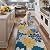 GENIMO 2.5’x8’ Indoor Outdoor Runner Rug for Hallway, Washable Waterproof Bedside Rugs, Non-Slip, Floral Mat Carpet for Patio, Living Room, Bedroom, Balcony, Kitchen, Deck, Porch, Navy Blue