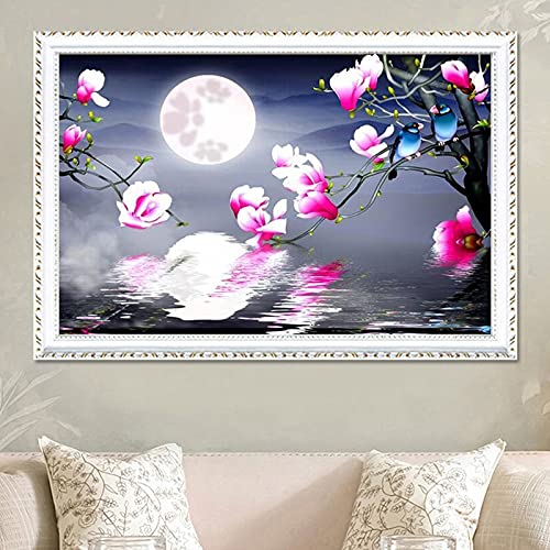 Peinture Diamant Grand Format Solution Murs Vides Image Lune Magnolia Strass 5D