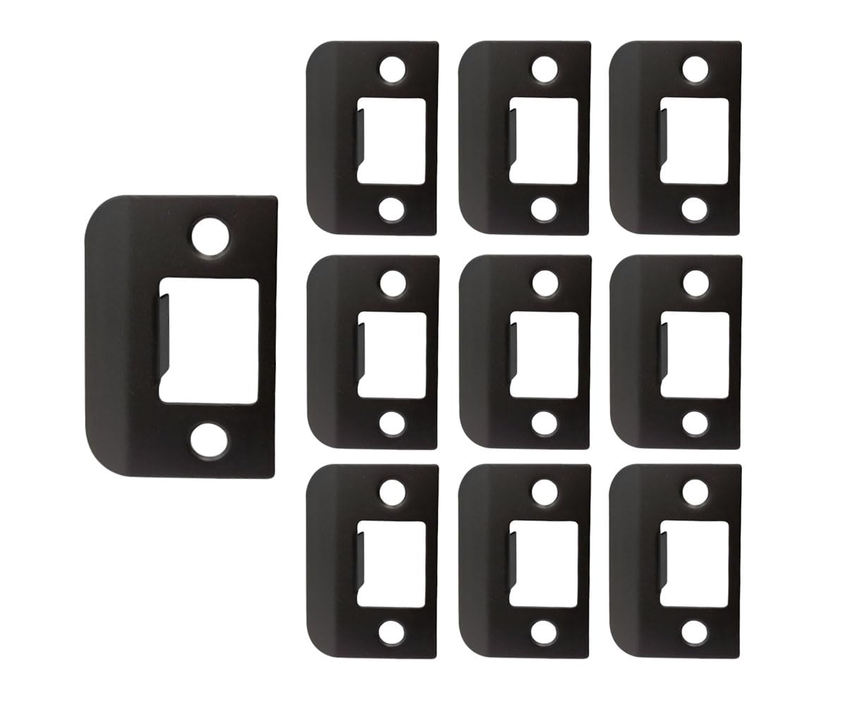 QCAA Solid Brass Extended Lip Strike, 1-1/2"X2-1/4", Oil-Rubbed Bronze, 10 Pack, Made in Taiwan